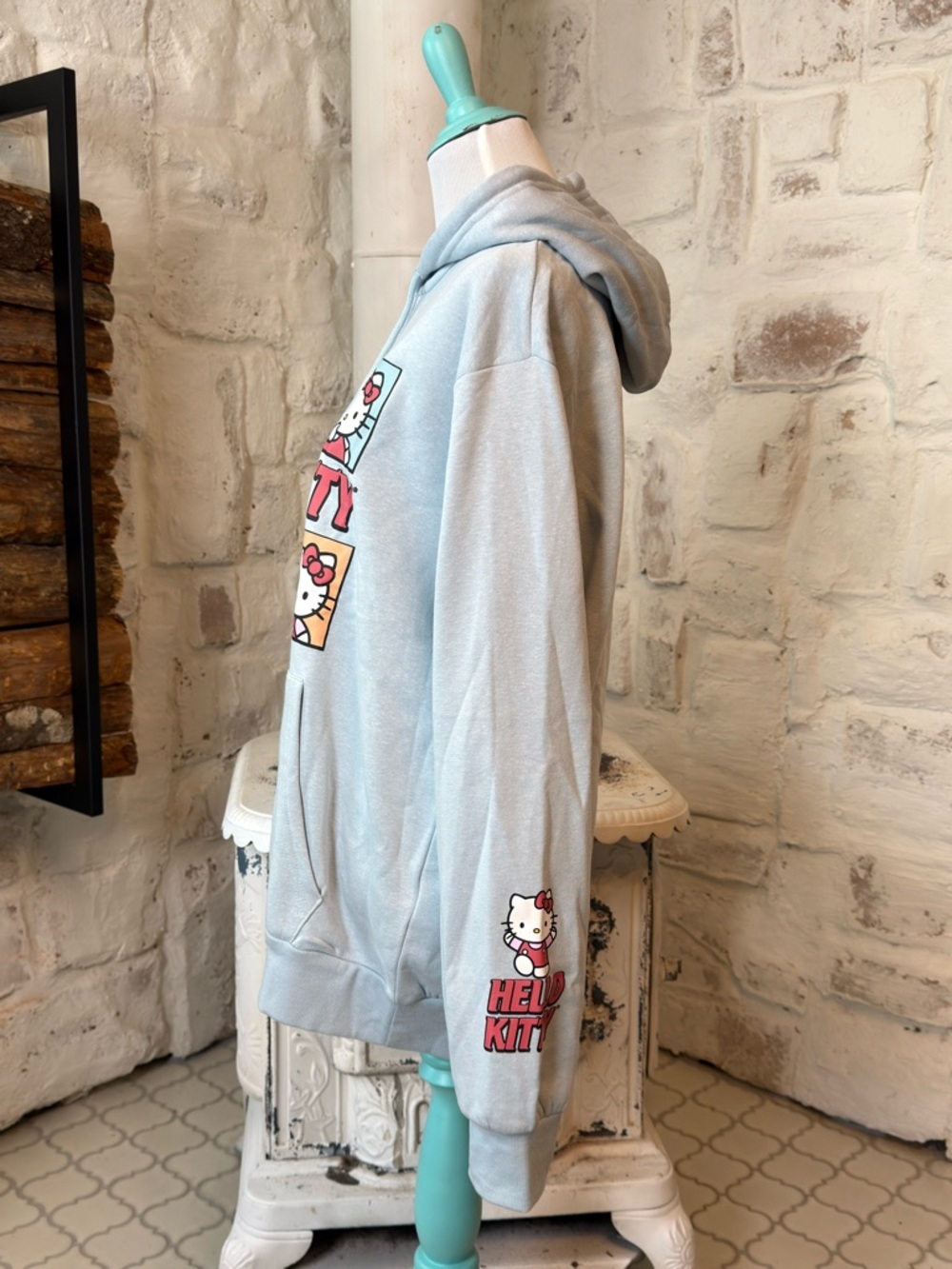 NWT | Sanrio | Hello Kitty Hoodie XL Light Blue Graphic Sweatshirt - Picture 4 of 7